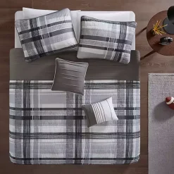New Kirklands Home Jax Plaid 5-pc. Full/Queen Comforter Set Gray