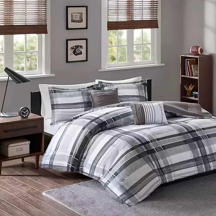 Online Kirklands Home Jax Plaid 4-pc. Twin/Twin XL Comforter Set Gray