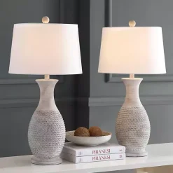 Outlet Kirklands Home Gray Jug Base Table Lamps, Set of 2 White
