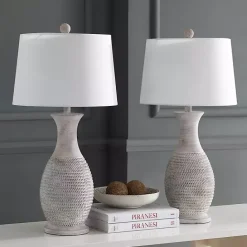 Outlet Kirklands Home Gray Jug Base Table Lamps, Set of 2 White