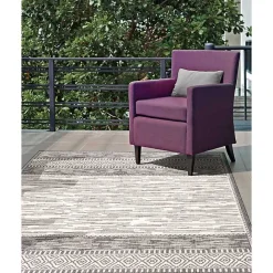 New Kirklands Home Lana Stripe Outdoor Rug, 7x10 Gray