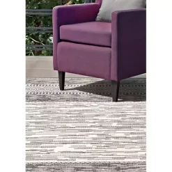 New Kirklands Home Lana Stripe Outdoor Rug, 7x10 Gray