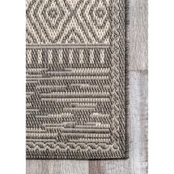 New Kirklands Home Lana Stripe Outdoor Rug, 7x10 Gray