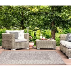 Discount Kirklands Home Leopard Border Outdoor Area Rug, 5x7 Gray