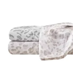 Online Kirklands Home Gray Leopard Print Satin 4-pc. King Sheet Set