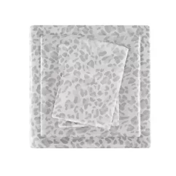 New Kirklands Home Gray Leopard Print Satin 3-pc. Twin Sheet Set