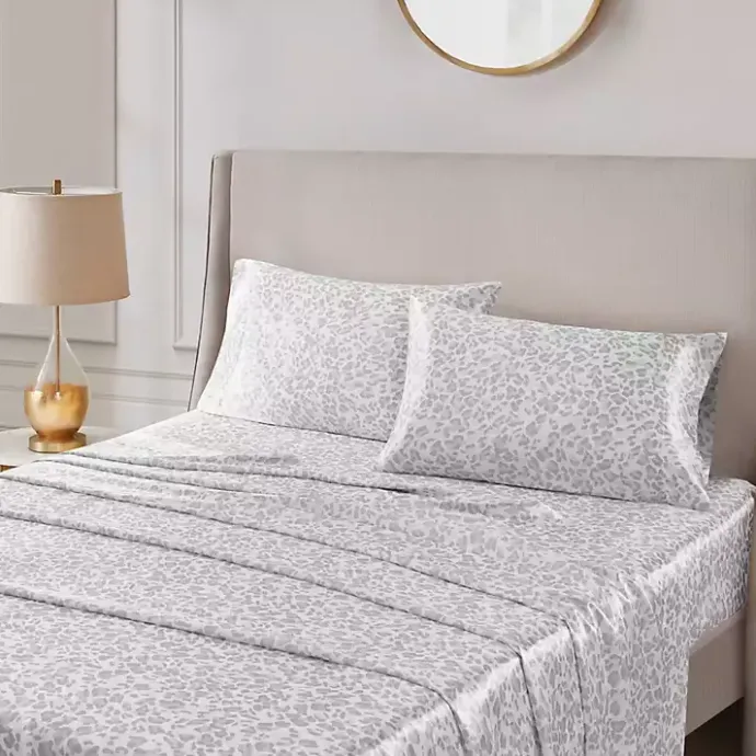 Hot Kirklands Home Gray Leopard Satin King 2-pc. Pillow Case Set