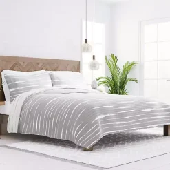 Best Kirklands Home Gray Linear Reversible 3-pc. Queen Quilt Set