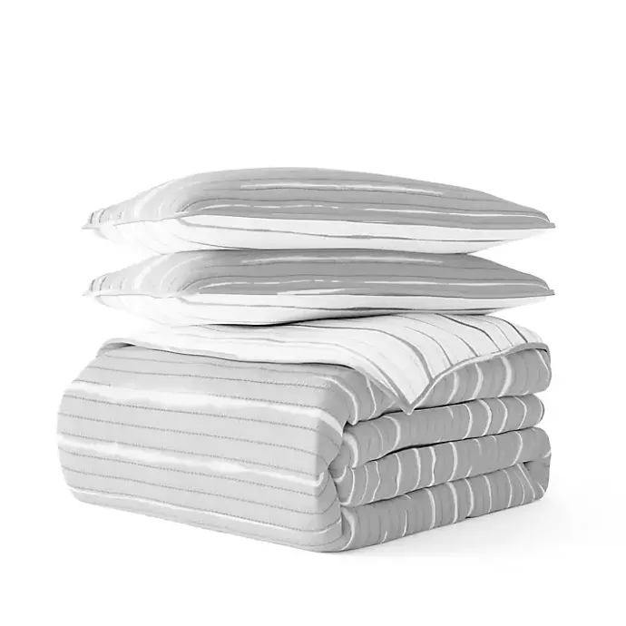 Best Kirklands Home Gray Linear Reversible 3-pc. Queen Quilt Set