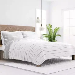 New Kirklands Home Gray Linear Reversible 3-pc. King Quilt Set