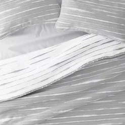 New Kirklands Home Gray Linear Reversible 3-pc. King Quilt Set