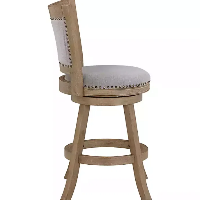Kirklands Home Linen and Driftwood Swivel Counter Stool Gray