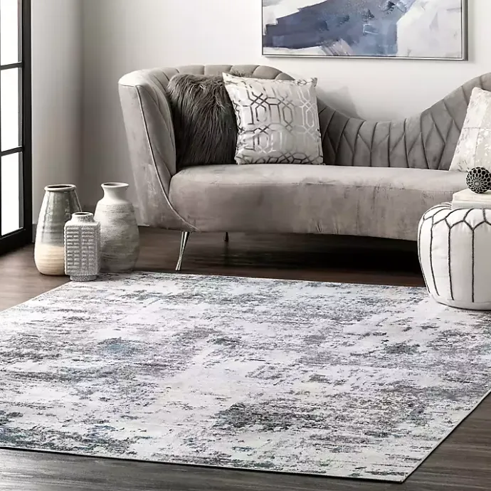 Kirklands Home Gray Modern Abstract Washable Area Rug, 5x8