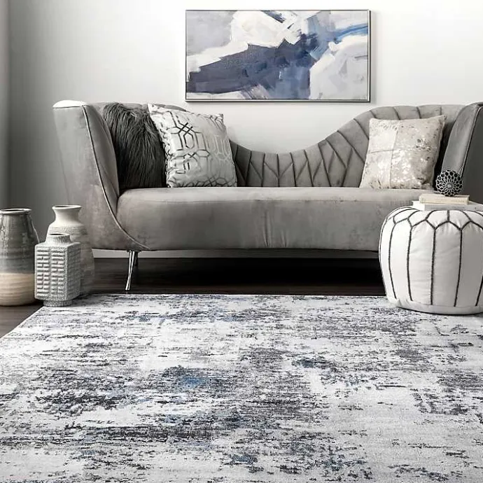Kirklands Home Gray Modern Abstract Washable Area Rug, 5x8