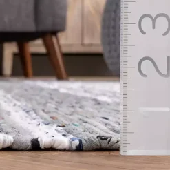 New Kirklands Home Gray Mottled Stripe Tassel Area Rug, 9x12