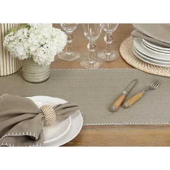 Best Kirklands Home Overcast Stitch Cotton Table Runner Gray