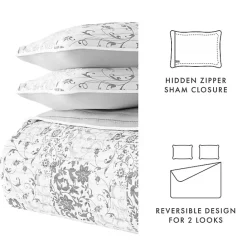 Best Kirklands Home Gray Patchwork Reversible 3-pc. King Quilt Set