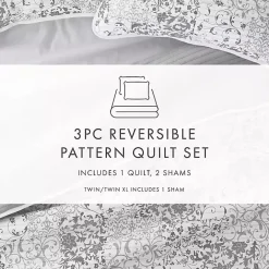 Best Kirklands Home Gray Patchwork Reversible 3-pc. King Quilt Set