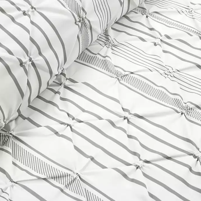 New Kirklands Home Gray Pintuck Stripe Full/Queen 5-pc. Comforter Set