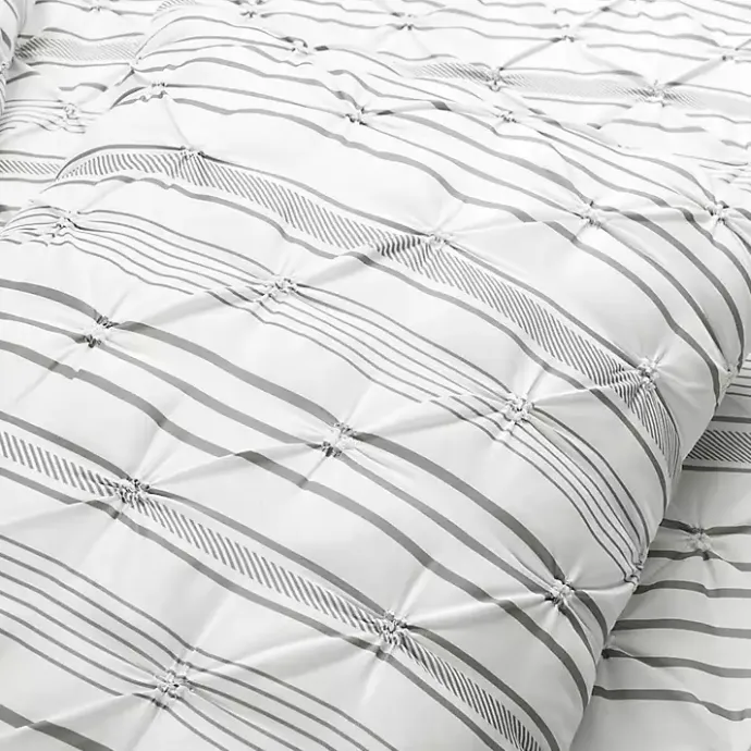 New Kirklands Home Gray Pintuck Stripe Full/Queen 5-pc. Comforter Set