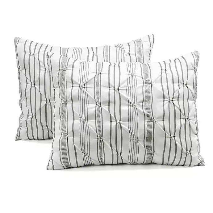 New Kirklands Home Gray Pintuck Stripe Full/Queen 5-pc. Comforter Set