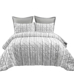 New Kirklands Home Gray Pintuck Stripe Full/Queen 5-pc. Comforter Set