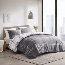 Outlet Kirklands Home Gray Plaid Dayton 3-pc. Full/Queen Comforter Set