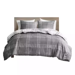 Discount Kirklands Home Gray Plaid Dayton 3-pc. King Comforter Set
