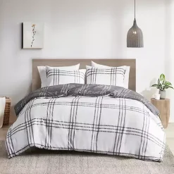 Discount Kirklands Home Gray Plaid Dayton 3-pc. King Comforter Set