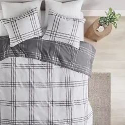 Discount Kirklands Home Gray Plaid Dayton 3-pc. King Comforter Set