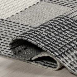 New Kirklands Home Plaid Emily Henderson x RugsUSA Area Rug, 5x8 Gray