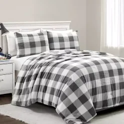 Best Kirklands Home Gray Plaid Faux Fur 3-pc. King Comforter Set