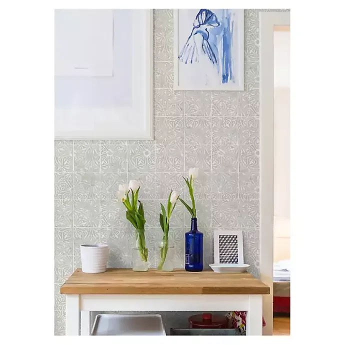 Hot Kirklands Home Provincial Tiles Peel & Stick Wallpaper Gray
