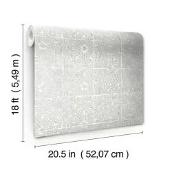 Hot Kirklands Home Provincial Tiles Peel & Stick Wallpaper Gray