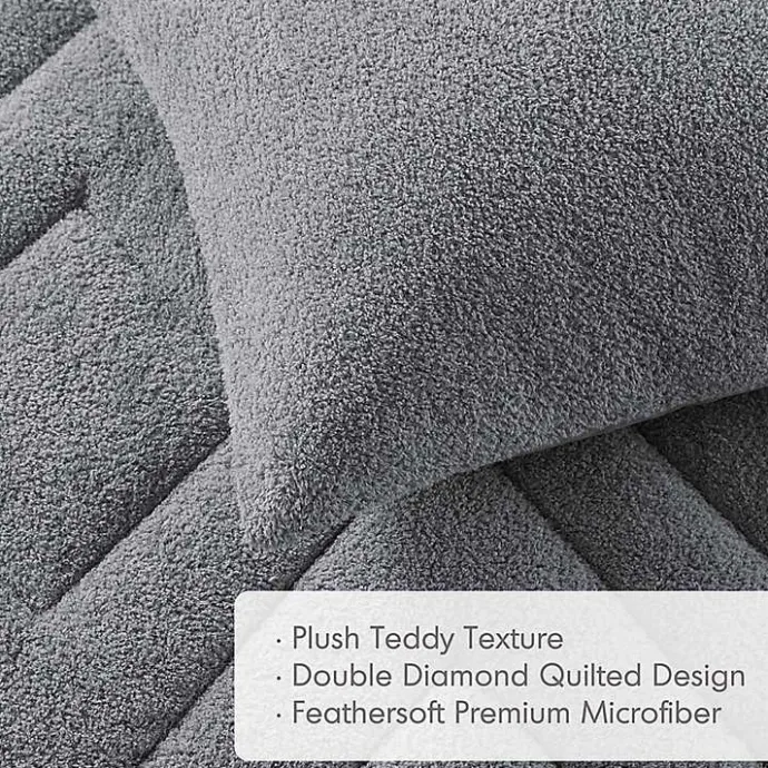 Hot Kirklands Home Quilted Teddy 3-pc. Full/Queen Comforter Set Gray
