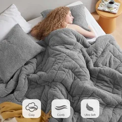 Hot Kirklands Home Quilted Teddy 3-pc. King Comforter Set Gray