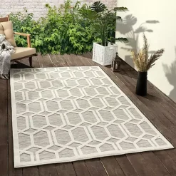 Best Kirklands Home Gray Raised Honeycomb Indoor/Outdoor Area Rug, 7x9