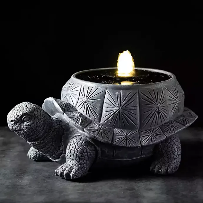 Outlet Kirklands Home Resin Tortoise Outdoor Fountain Gray