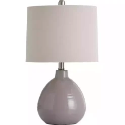 Outlet Kirklands Home Gray Ribbed Ceramic Table Lamp Ivory