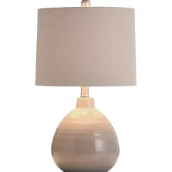 Outlet Kirklands Home Gray Ribbed Ceramic Table Lamp Ivory