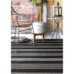 Hot Kirklands Home Gray Robin Stripe Outdoor Rug, 5x8