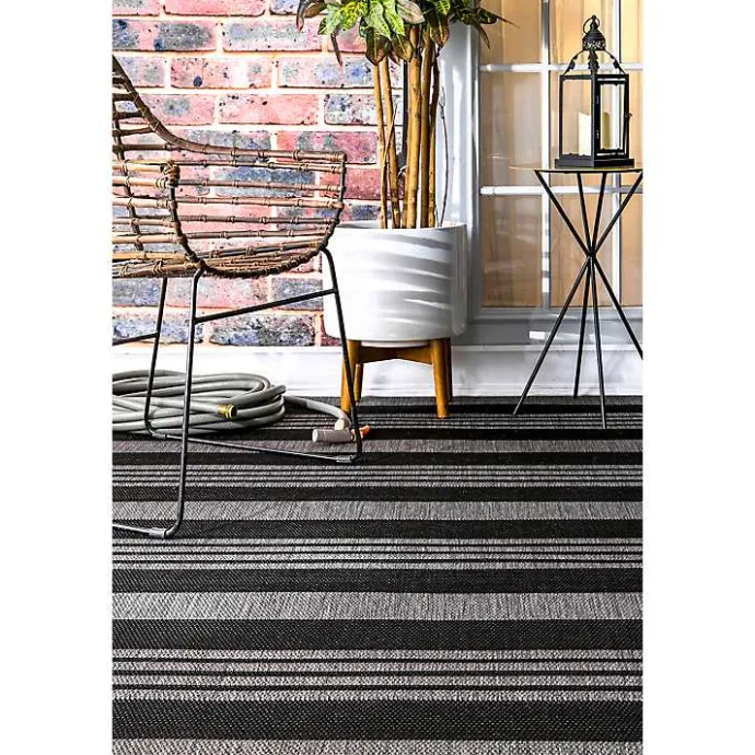 Hot Kirklands Home Gray Robin Stripe Outdoor Rug, 5x8