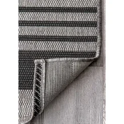 Hot Kirklands Home Gray Robin Stripe Outdoor Rug, 5x8