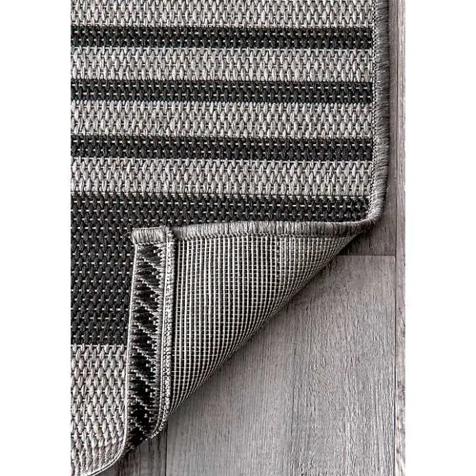 Hot Kirklands Home Gray Robin Stripe Outdoor Rug, 5x8