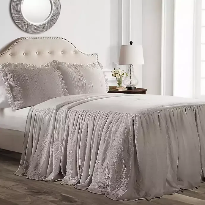 Outlet Kirklands Home Ruffle Skirt 3-pc. King Comforter Set Gray