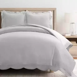 Discount Kirklands Home Gray Scallop Edge 3-pc. King Duvet Cover Set