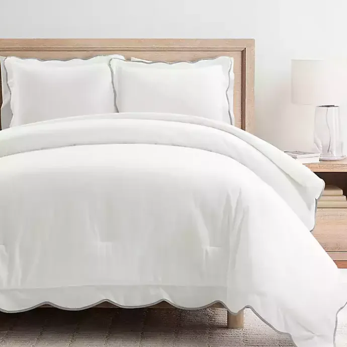 Kirklands Home Gray Scalloped Edge 3-pc. Full/Queen Comforter Set