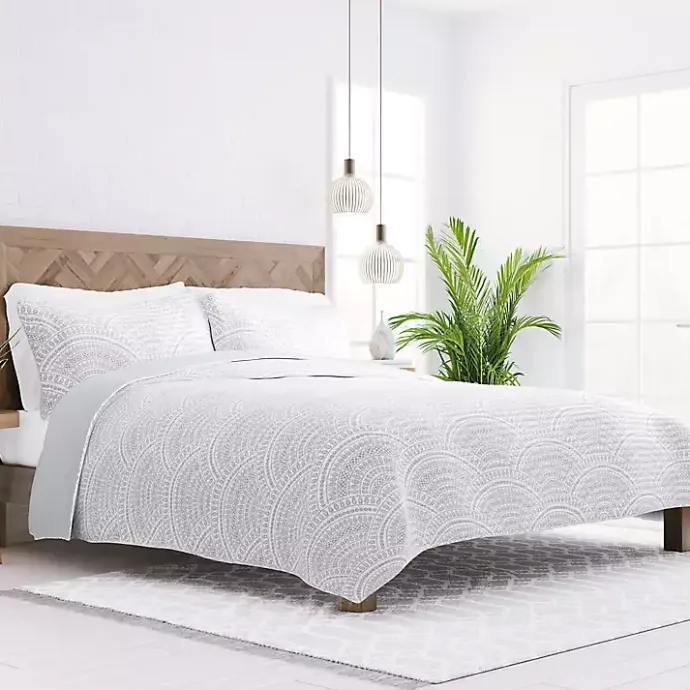 Hot Kirklands Home Gray Scalloped Reversible 2-pc. Twin Quilt Set