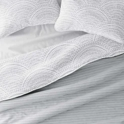 Outlet Kirklands Home Gray Scalloped Reversible 3-pc. Queen Quilt Set