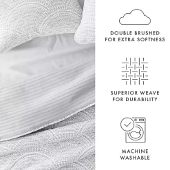 Outlet Kirklands Home Gray Scalloped Reversible 3-pc. Queen Quilt Set